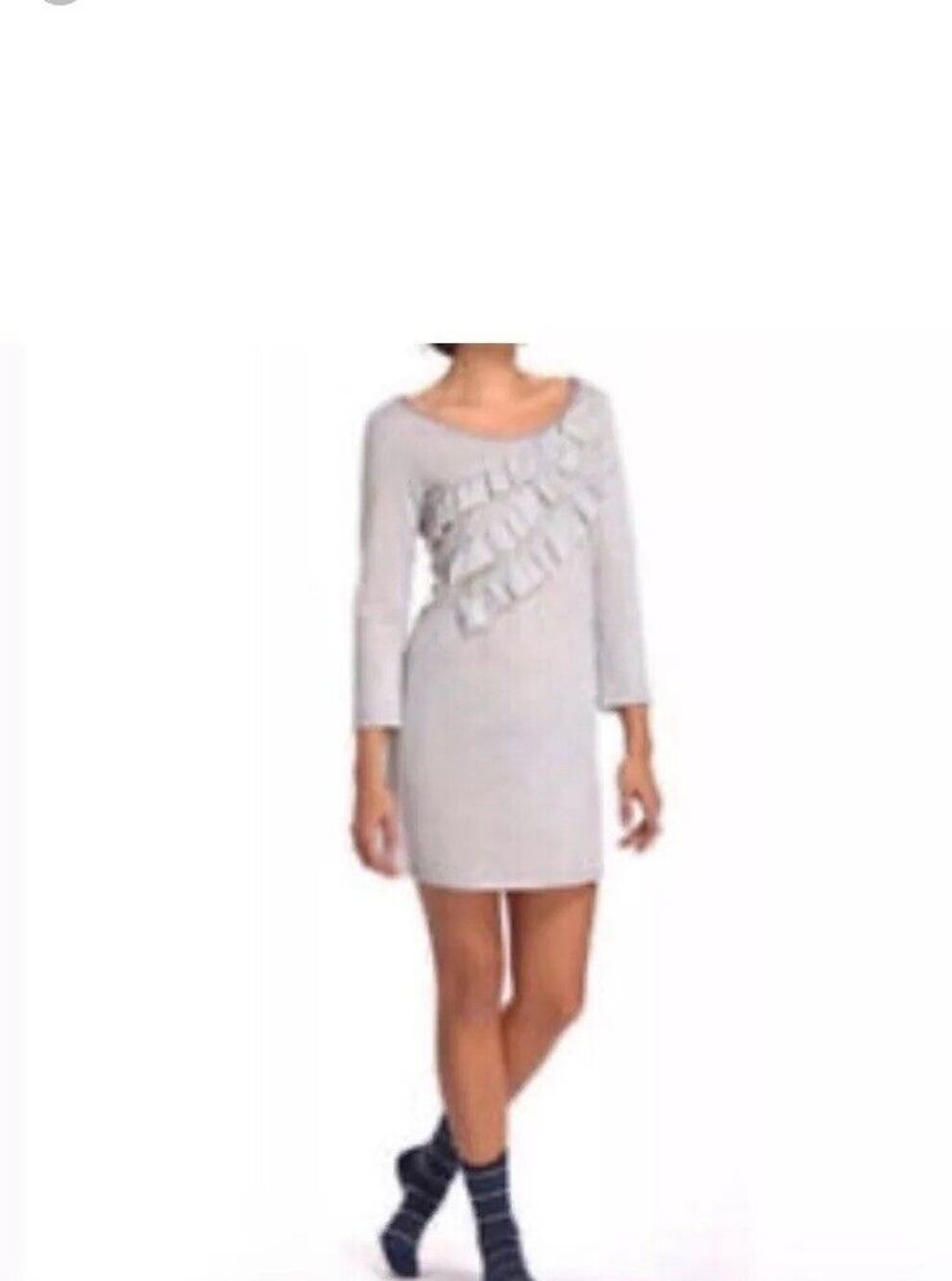 Anthropologie Lili's Closet Gray Long Sleeve Ruffle Dress Size M